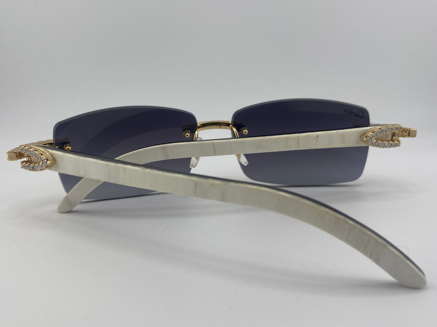 Iced out White Buffs - Black Tinted Lens