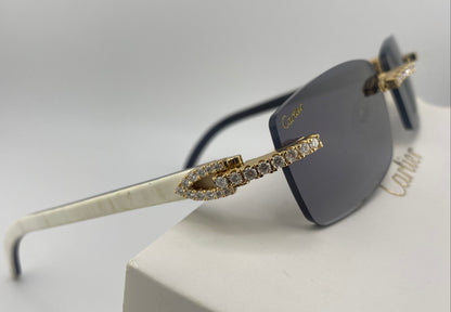 Iced out White Buffs - Black Tinted Lens