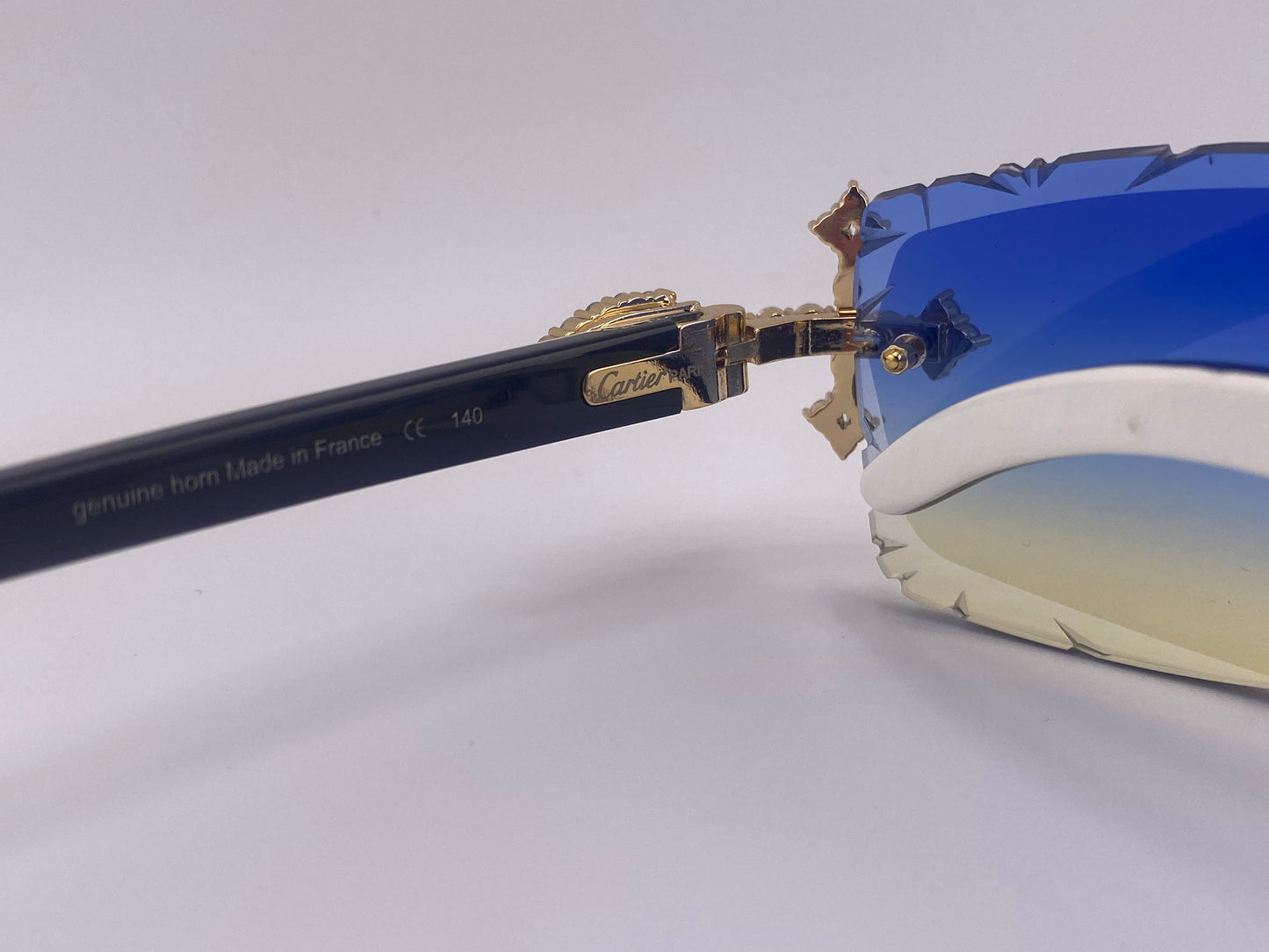 Iced Out Cross White Buffs - Diamond Cut  Blue Lens