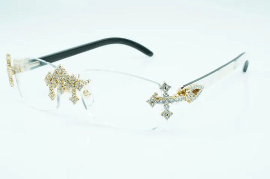 Iced Out Cross White Buffs - Clear Lens
