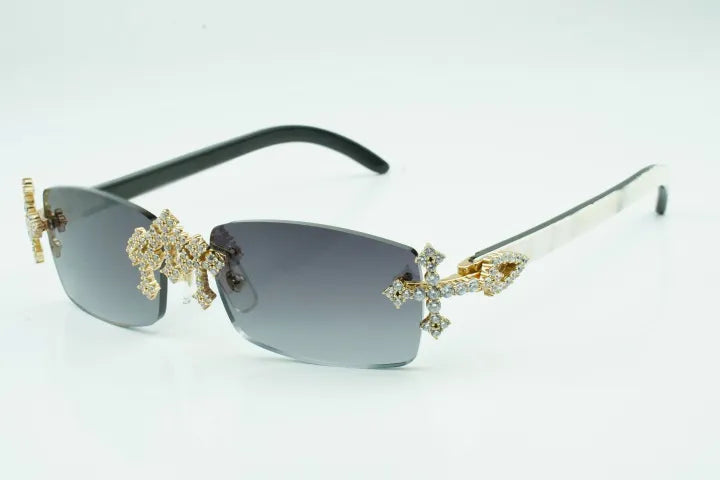 Iced Out Cross White Buffs - Black Lens