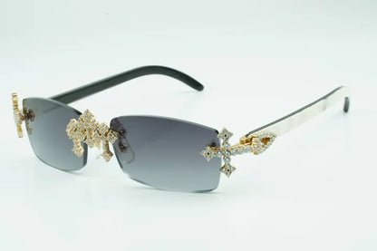 Iced Out Cross White Buffs - Black Lens