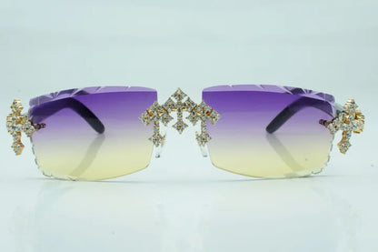 Iced Out Cross White Buffs - Purple Diamond Cut Lens