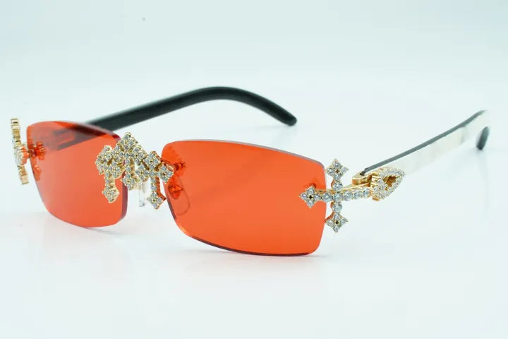 Iced Out Cross White Buffs - Black Lens