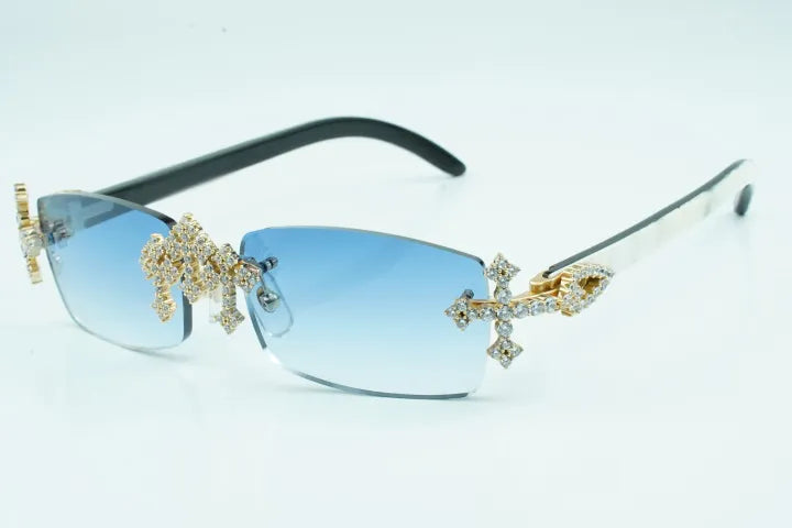 Iced Out Cross White Buffs - Black Lens