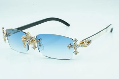 Iced Out Cross White Buffs - Black Lens