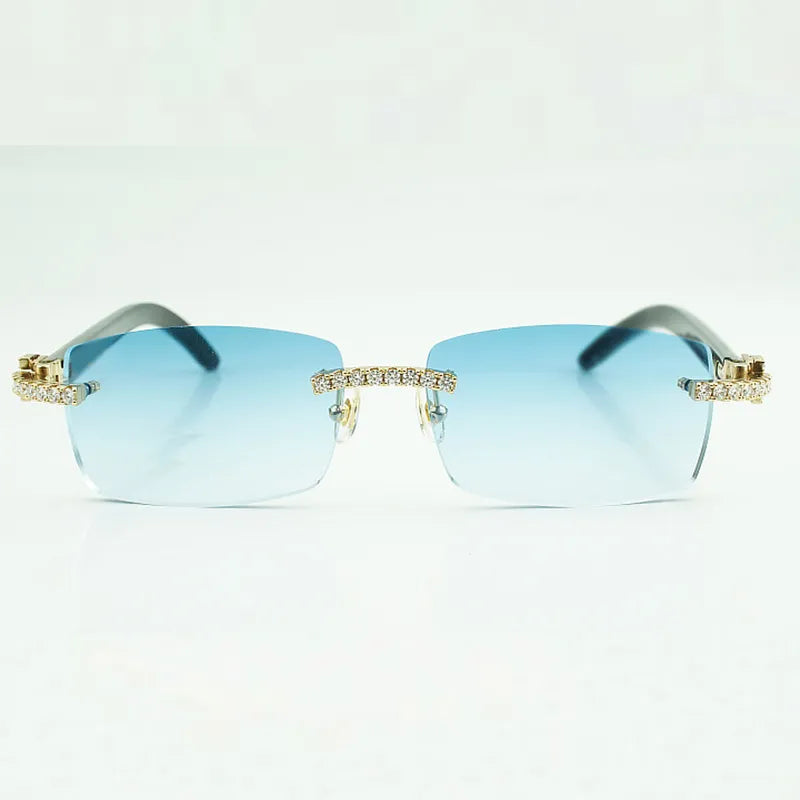 Iced out White Buffs - Blue Lens