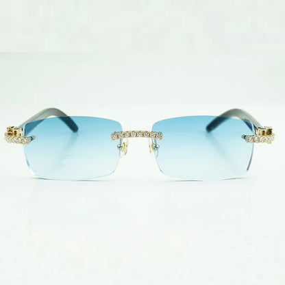 Iced out White Buffs - Blue Lens