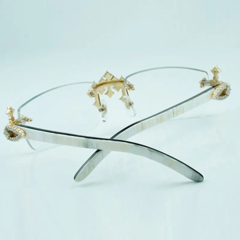 Iced Out Cross White Buffs - Clear Lens