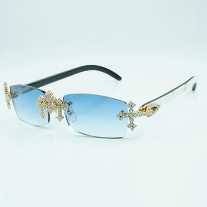 Iced Out Cross White Buffs - Clear Lens