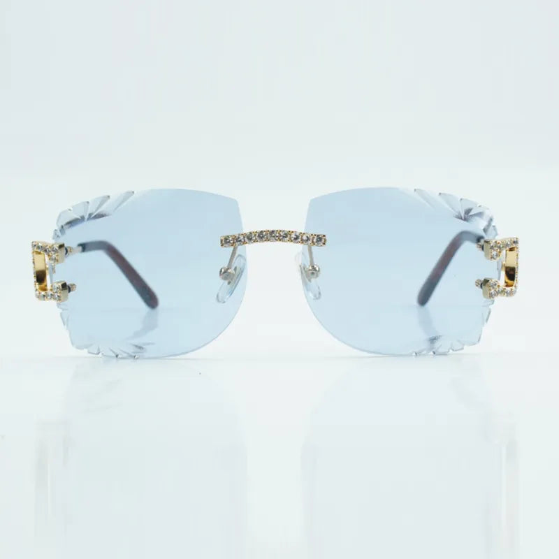 Iced Out C Decor Wires - Diamond Cut Light Blue Lens