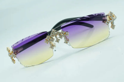 Iced Out Cross White Buffs - Purple Diamond Cut Lens