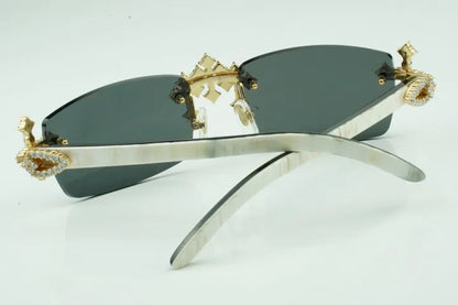 Iced Out Cross White Buffs - Black Lens