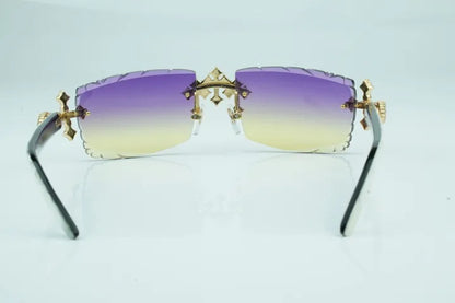 Iced Out Cross White Buffs - Purple Diamond Cut Lens