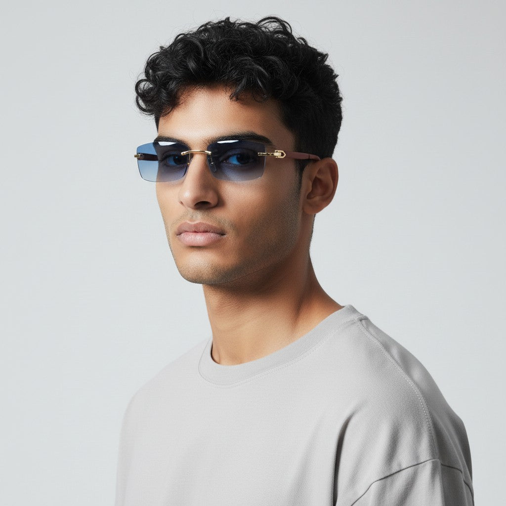 Wooden Frames - Blue Lens - Dolla Shades