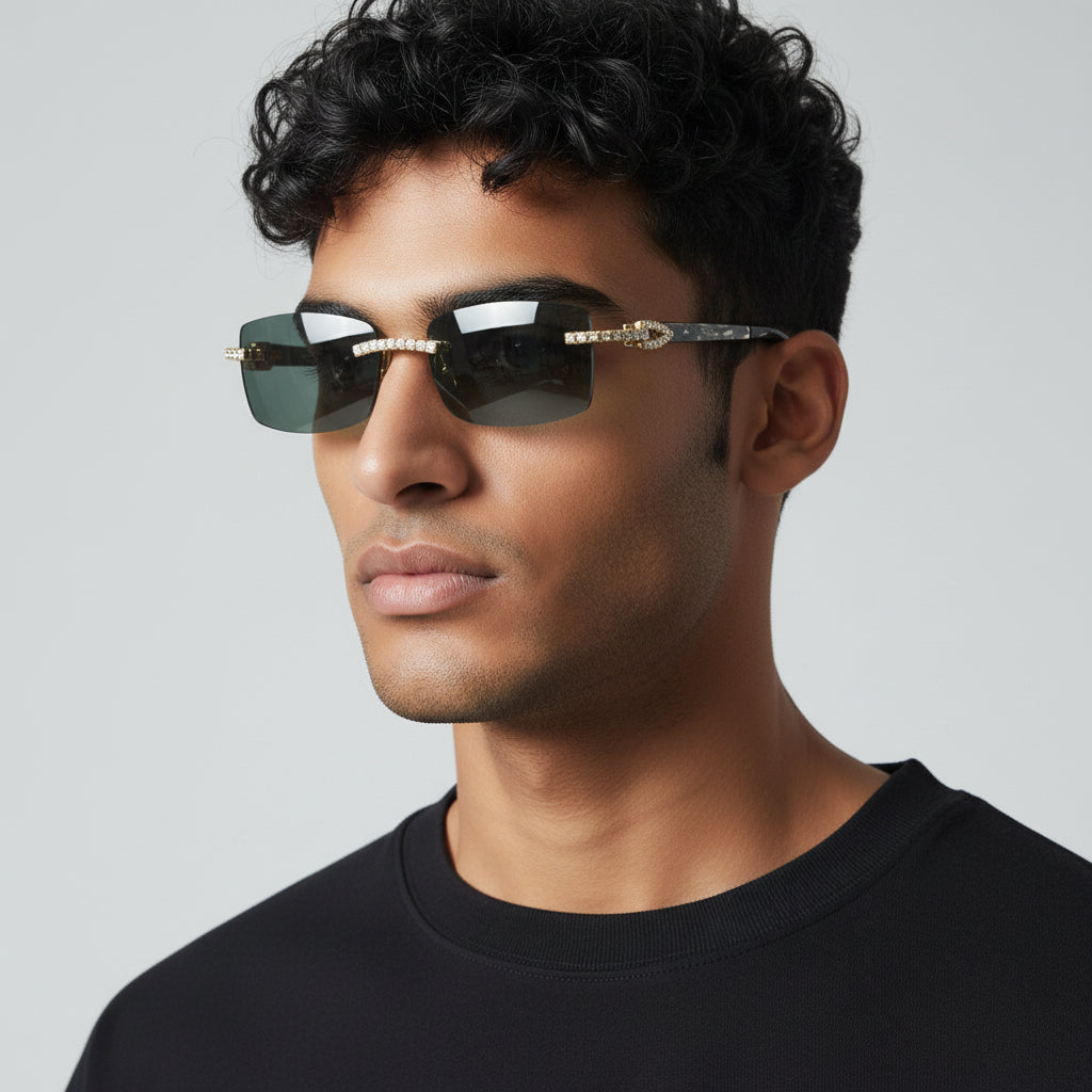 Iced Out Black Buffs Black Lens - Dolla Shades