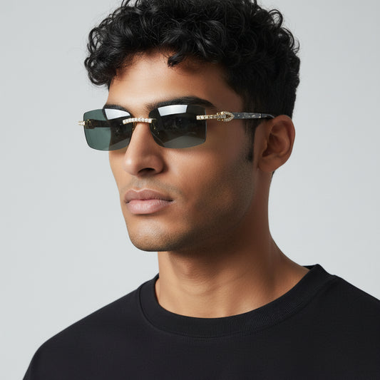 Iced Out Black Buffs Black Lens - Dolla Shades