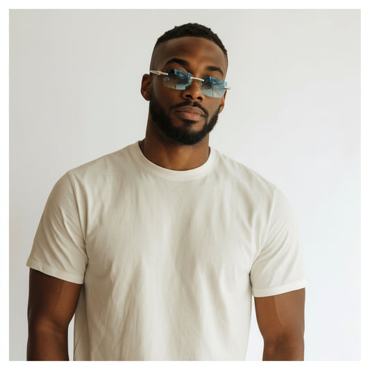 Iced Out White Buffs Blue Lens - Dolla Shades