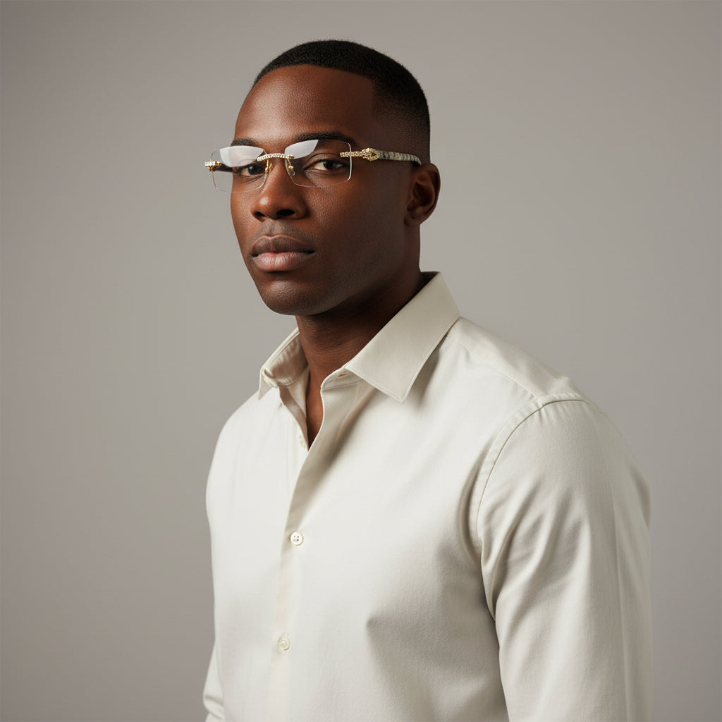 Iced Out White Buffs Clear Lens - Dolla Shades