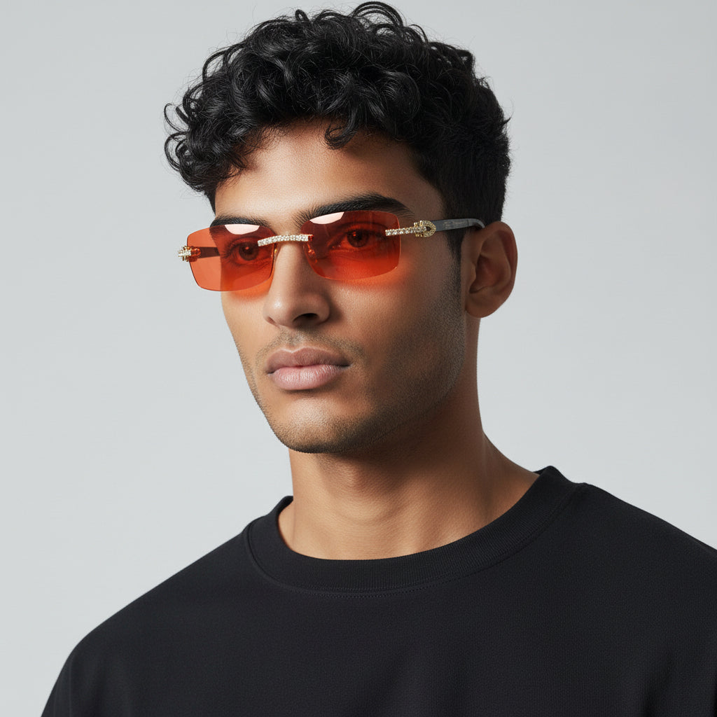 Iced Out Black Buffs Red Lens - Dolla Shades