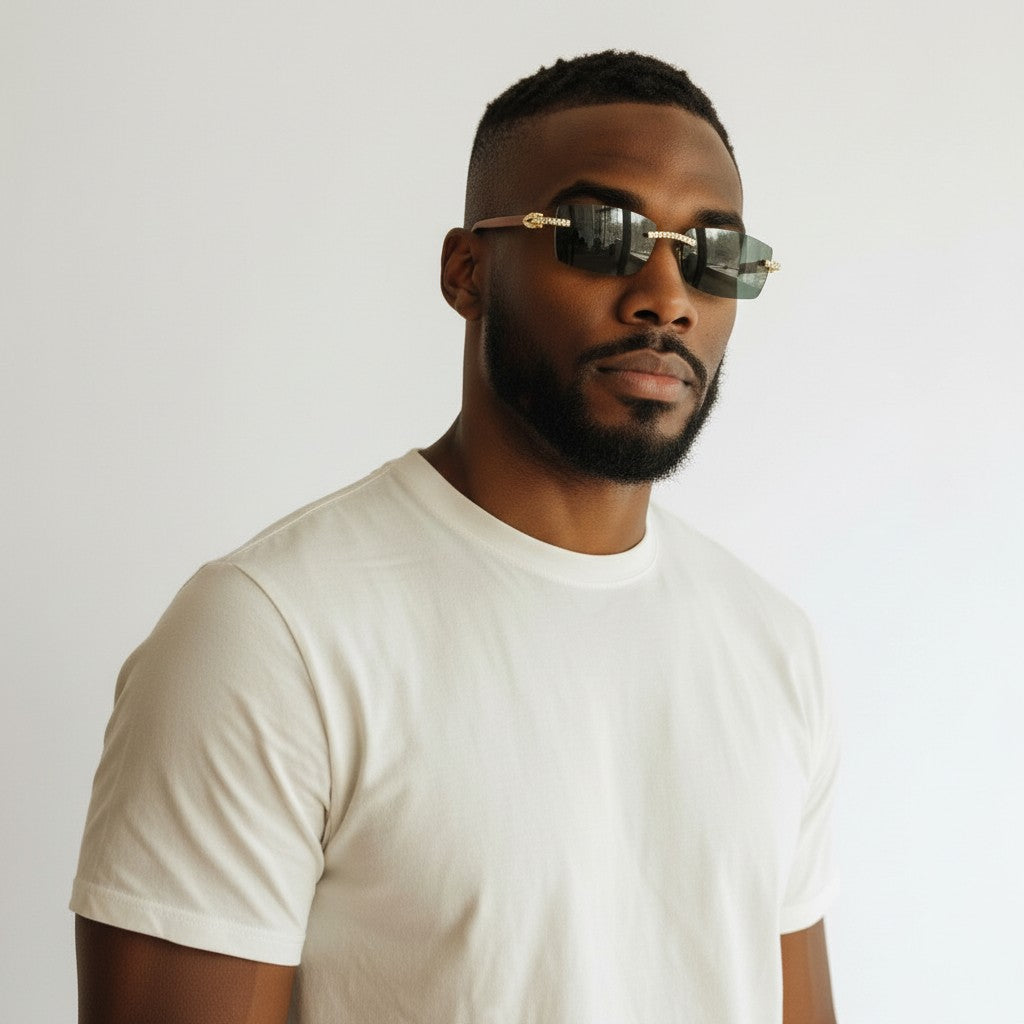 Iced Out Wooden Frames Black Lens - Dolla Shades
