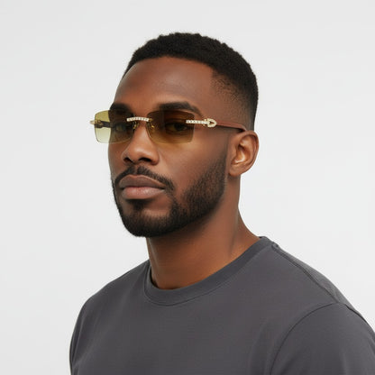 Iced Out Wooden Frames Brown Lens - Dolla Shades