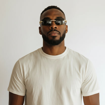 Iced Out White Buffs Black Lens - Dolla Shades