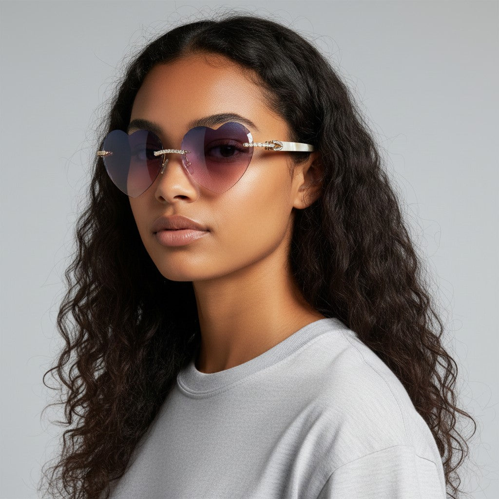 Iced Out White Buffs - Purple Heart Lenses - Dolla Shades