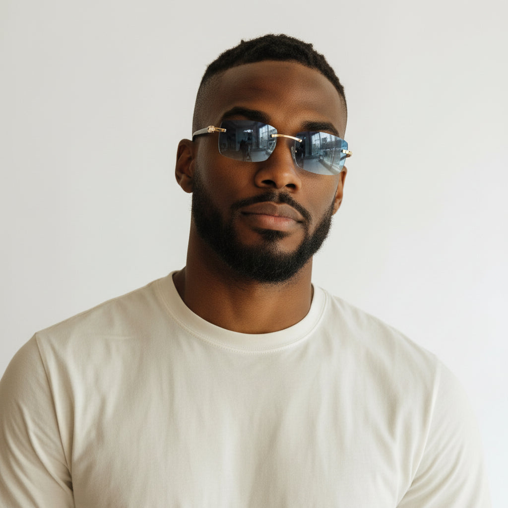 White Buffs Blue Lens - Dolla Shades