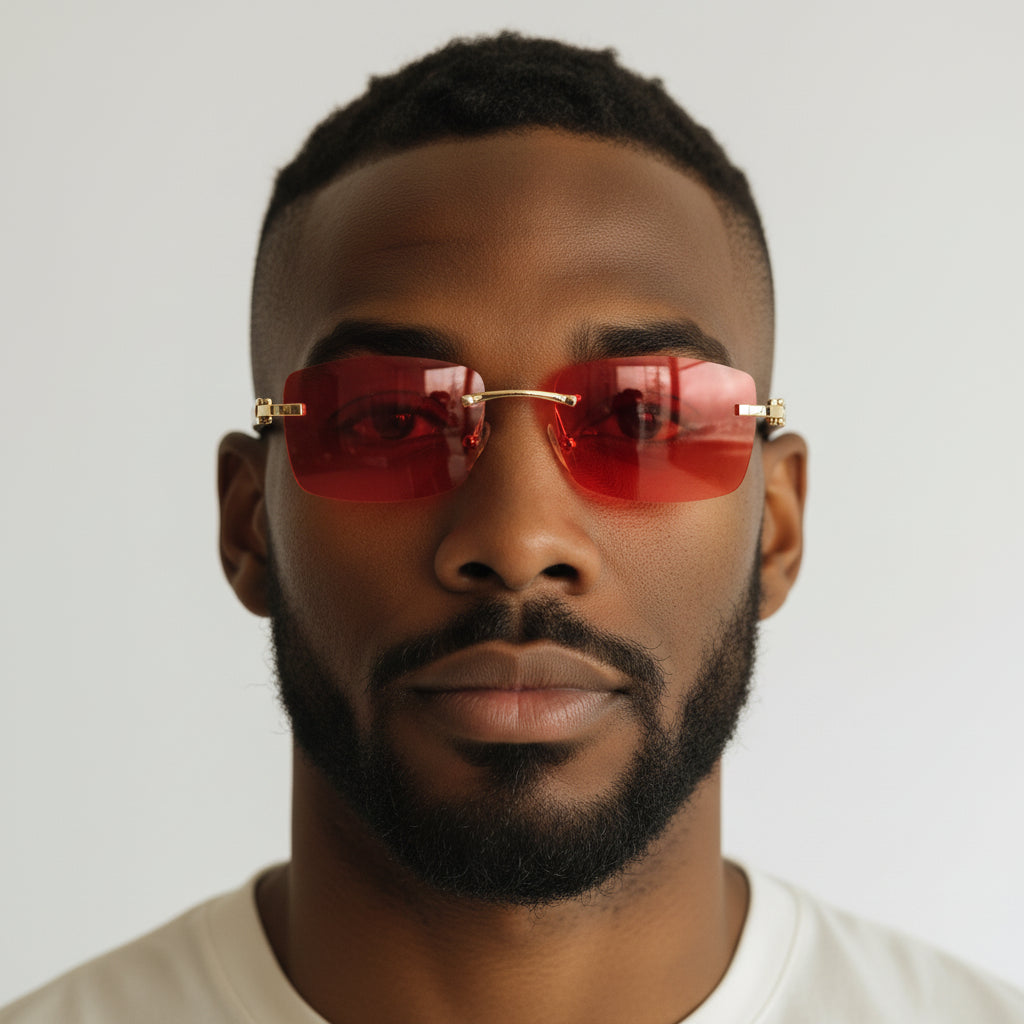 White Buffs Red Lens - Dolla Shades
