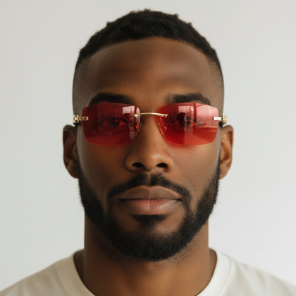 White Buffs Red Lens - Dolla Shades
